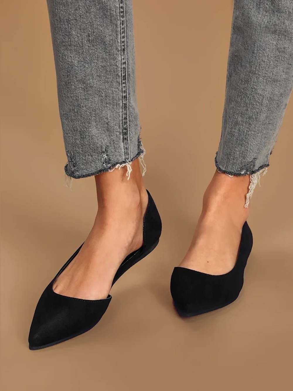 Old Navy Black Pointed D'Orsay Slip-Ons Flats